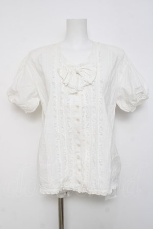 画像: PINK HOUSE / リボン付きフリルタック半袖ブラウス F 白 Y-26-03-20-038-LO-BL-SZ-ZY