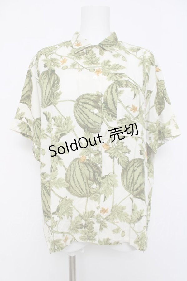 画像1: PINK HOUSE / スイカプリント半袖シャツ F オフ白 Y-26-03-20-045-LO-BL-SZ-ZY (1)