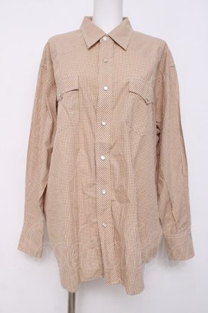 画像: powder / ギンガムロングシャツ F ベージュ Y-26-03-20-047-LO-BL-SZ-ZY