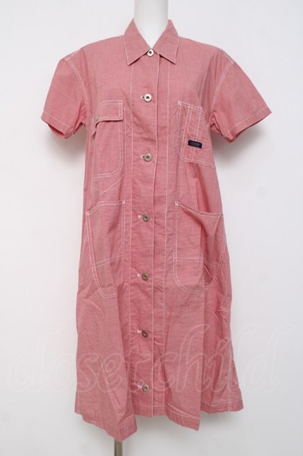 画像1: powder / ギンガム半袖シャツワンピース F 赤 Y-26-03-20-048-LO-OP-SZ-ZY (1)