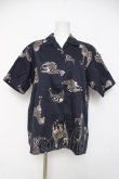 画像1: powder / シマウマ柄半袖シャツ F 紺 Y-26-03-20-049-LO-BL-SZ-ZY (1)