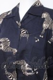 画像4: powder / シマウマ柄半袖シャツ F 紺 Y-26-03-20-049-LO-BL-SZ-ZY (4)