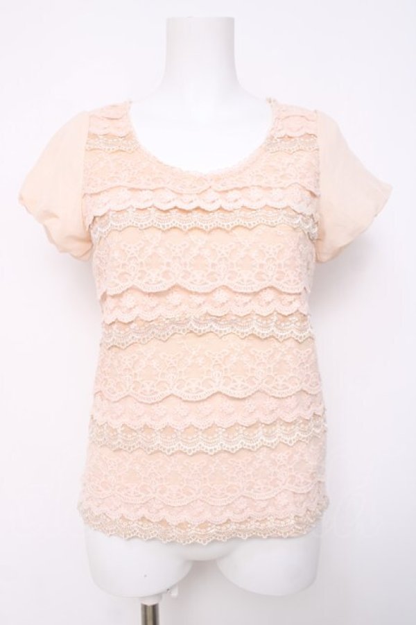 画像1: Ank Rouge / スカラップレースカットソー M 淡ピンク Y-26-03-20-055-CA-TO-SZ-ZY (1)