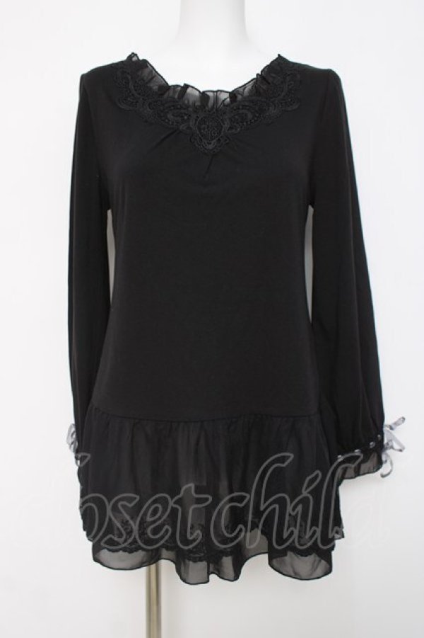 画像1: axes femme / レース使いロングインナー M 黒 Y-26-03-20-056-AX-TO-SZ-ZY (1)