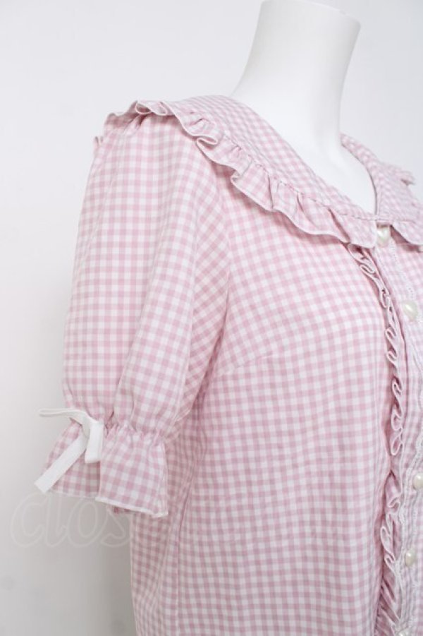 画像3: DearMyLove / セーラーハートボタンフリルブラウス M ピンク Y-26-03-20-058-EL-BL-SZ-ZY (3)
