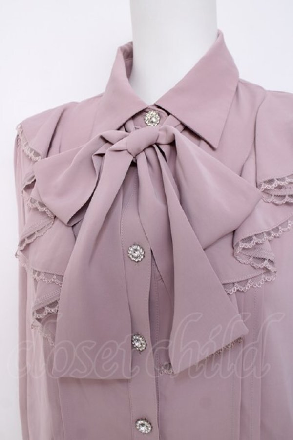 画像3: Ank Rouge / フレアーラッフルリボンタイブラウス M ピンク Y-26-03-20-063-CA-BL-SZ-ZY (3)