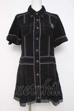 画像: ALGONQUINS / プリーツシャツワンピース F 黒 Y-26-03-20-065-AL-OP-SZ-ZY