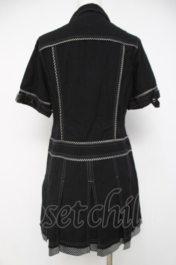 画像2: ALGONQUINS / プリーツシャツワンピース F 黒 Y-26-03-20-065-AL-OP-SZ-ZY (2)