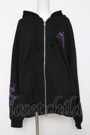 画像: REFLEM / クロス刺繍ZIPパーカー F ブラック/パープル Y-26-03-20-066-PU-TO-SZ-ZY