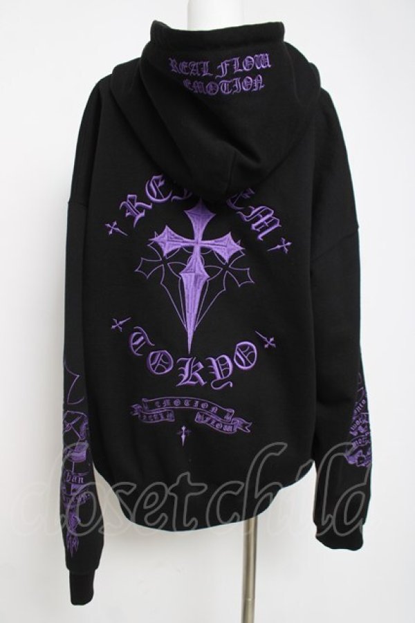 画像3: REFLEM / クロス刺繍ZIPパーカー F ブラック/パープル Y-26-03-20-066-PU-TO-SZ-ZY (3)