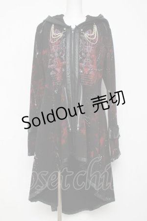 画像: SEX POT ReVeNGe / PAINT ZIP LONG パーカー L ブラック/レッド Y-26-03-20-070-SP-TO-SZ-ZY