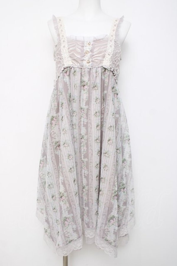 画像1: axes femme / バラストライプチュールワンピース M 淡ピンク Y-26-03-20-072-AX-OP-SZ-ZY (1)