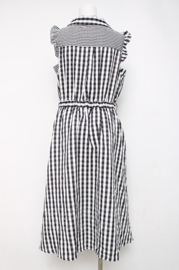 画像2: axes femme / ギンガムチェックノースリーブ開衿ワンピース M 黒 Y-26-03-20-074-AX-OP-SZ-ZY (2)