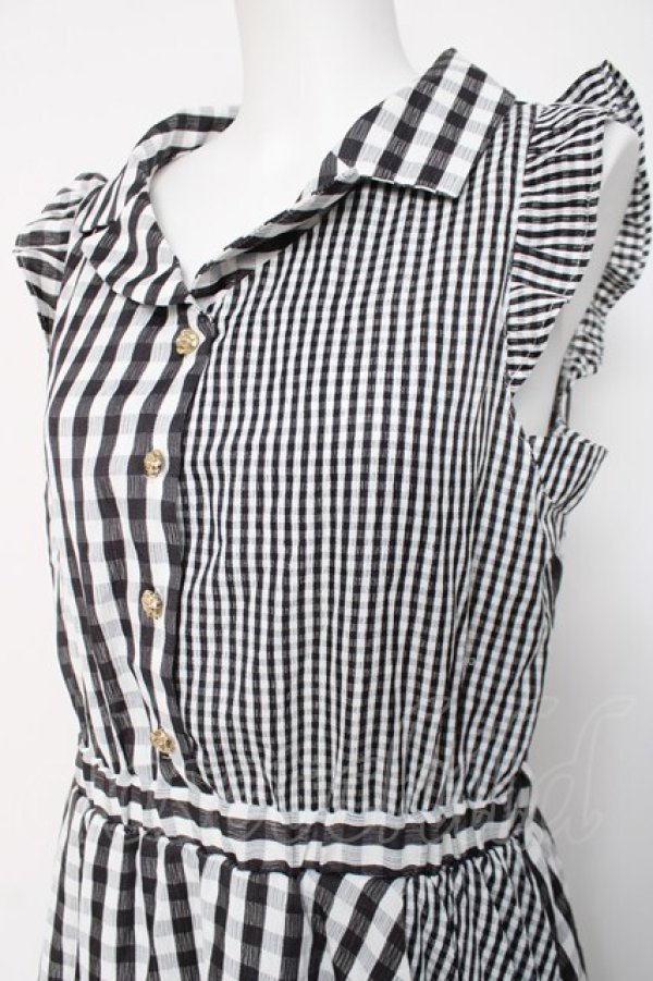 画像3: axes femme / ギンガムチェックノースリーブ開衿ワンピース M 黒 Y-26-03-20-074-AX-OP-SZ-ZY (3)