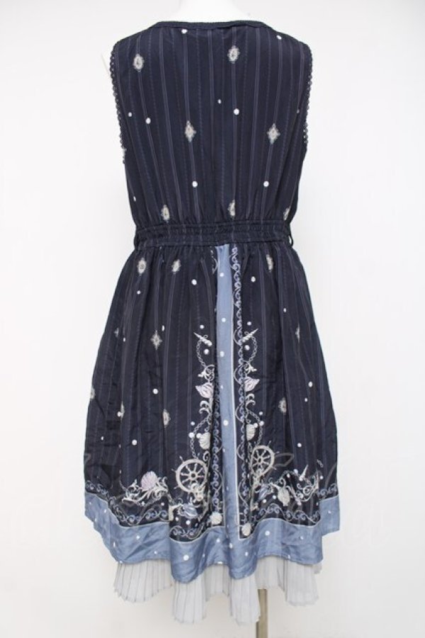 画像2: axes femme / マリンスカーフ柄ワンピース M 紺 Y-26-03-20-078-AX-OP-SZ-ZY (2)