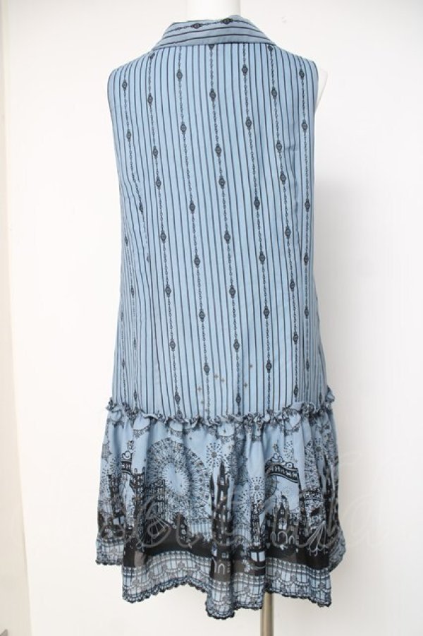 画像2: axes femme / メルヘン柄襟付きチュニック M サックス Y-26-03-20-079-AX-OP-SZ-ZY (2)