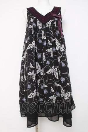 画像: axes femme / 蝶花柄ワンピース M 黒 Y-26-03-20-081-AX-OP-SZ-ZY