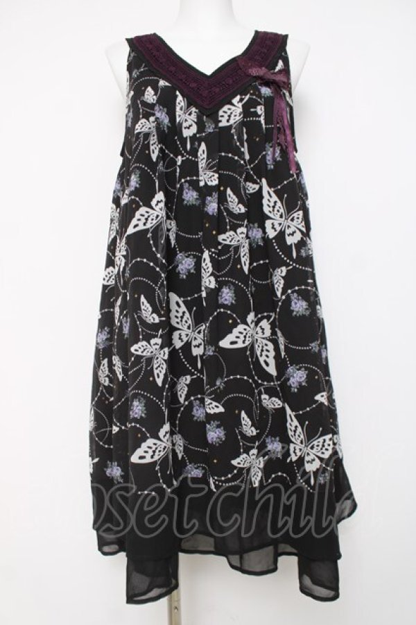 画像1: axes femme / 蝶花柄ワンピース M 黒 Y-26-03-20-081-AX-OP-SZ-ZY (1)