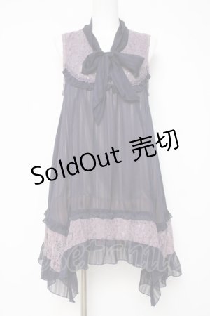 画像: axes femme / シャドーストライプリボンワンピース M 紫 Y-26-03-20-084-AX-OP-SZ-ZY