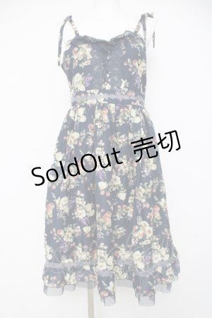 画像: axes femme / フルーツ柄キャミワンピース M 紺 Y-26-03-20-086-AX-OP-SZ-ZY