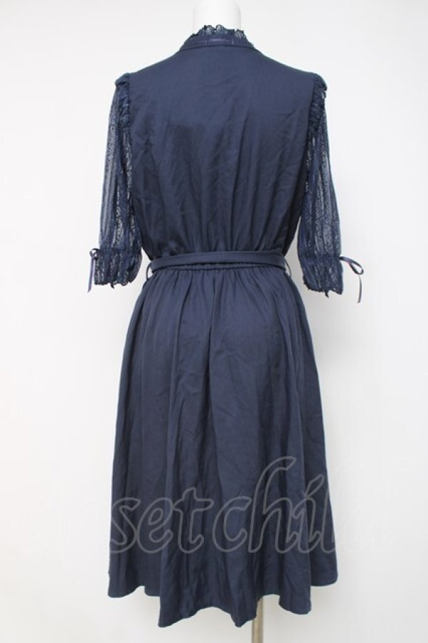 画像3: axes femme POETIQUE / 袖レースワンピース M 紺 Y-26-03-20-097-AX-OP-SZ-ZY (3)