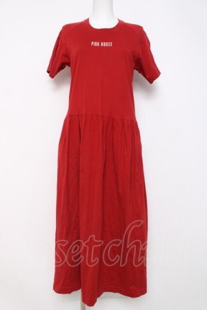 画像: PINK HOUSE / ロゴpt半袖ロングワンピース F 赤 Y-26-03-20-103-LO-OP-SZ-ZY