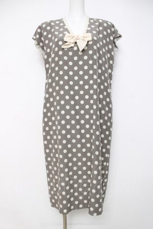 画像: INGEBORG / リボン付き水玉ワンピース F グレー Y-26-03-20-105-LO-OP-SZ-ZY