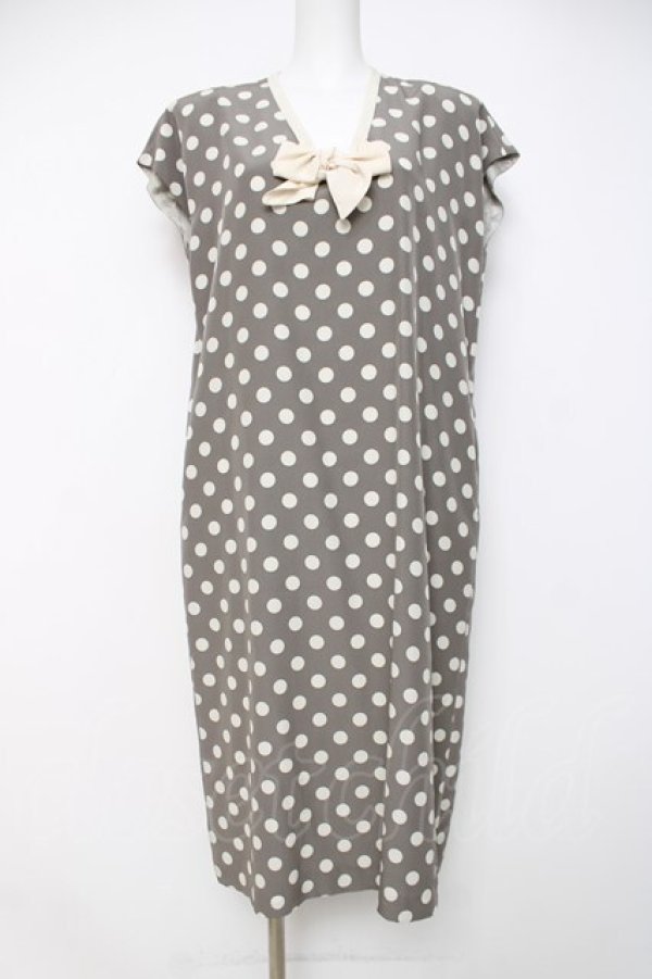 画像1: INGEBORG / リボン付き水玉ワンピース F グレー Y-26-03-20-105-LO-OP-SZ-ZY (1)