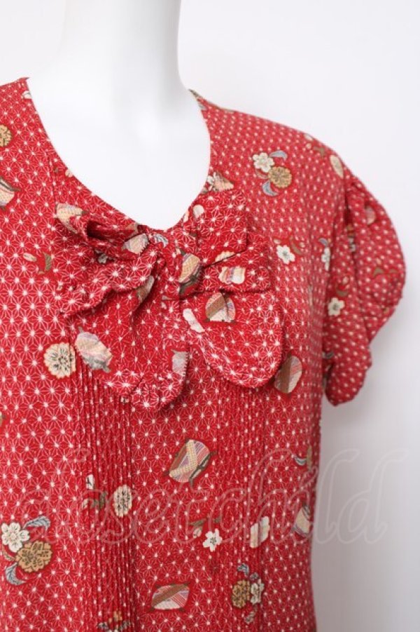 画像3: PINK HOUSE / 縮緬柄ワンピース F 赤 Y-26-03-20-106-LO-OP-SZ-ZY (3)