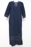 画像1: powder / ニットレース使い麻綿ワンピース F 紺 Y-26-03-20-108-LO-OP-SZ-ZY (1)