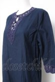画像2: powder / ニットレース使い麻綿ワンピース F 紺 Y-26-03-20-108-LO-OP-SZ-ZY (2)