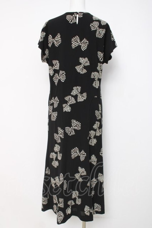 画像3: KANEKO ISAO / ストライプリボン柄半袖ワンピース F 黒 Y-26-03-20-114-EL-OP-SZ-ZY (3)