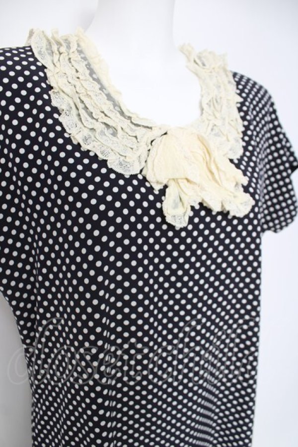 画像2: INGEBORG / 襟レースドットワンピース F 黒 Y-26-03-20-117-LO-OP-SZ-ZY (2)
