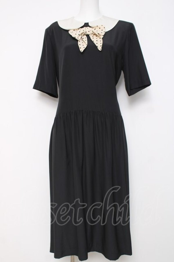画像1: PINK HOUSE / ドットリボン付きワンピース F 黒 Y-26-03-20-118-LO-OP-SZ-ZY (1)