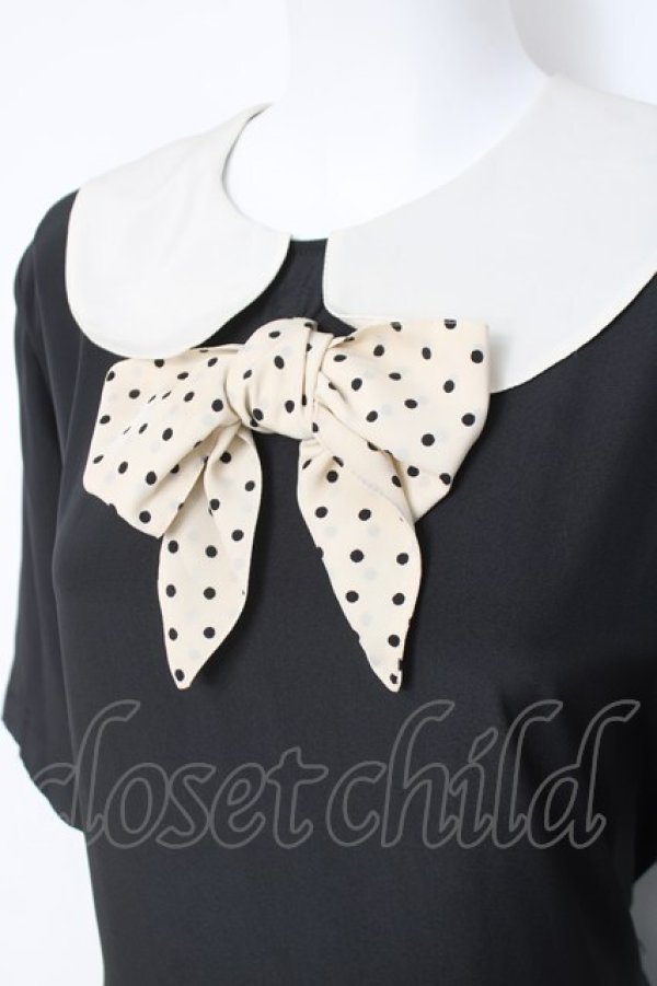 画像2: PINK HOUSE / ドットリボン付きワンピース F 黒 Y-26-03-20-118-LO-OP-SZ-ZY (2)