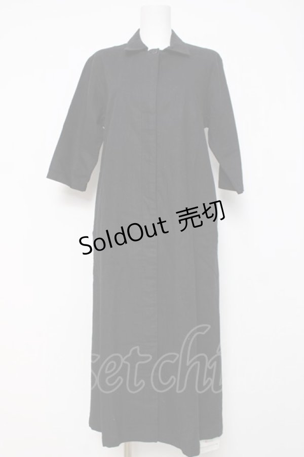 画像1: powder / 麻綿半袖ロングワンピース F 黒 Y-26-03-20-120-LO-OP-SZ-ZY (1)