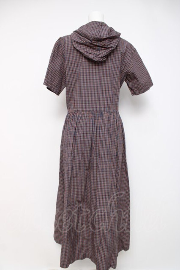 画像3: powder / フード付きチェック柄ワンピース F 紺 Y-26-03-20-121-LO-OP-SZ-ZY (3)