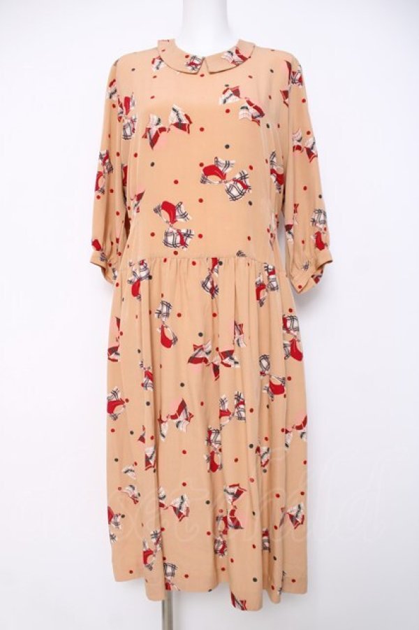 画像1: PINK HOUSE / チェックリボン柄ワンピース F ベージュ Y-26-03-20-123-LO-OP-SZ-ZY (1)