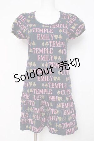 画像: Emily Temple cute / ロゴ＆トランプカットソーワンピース  紺 Y-26-03-20-128-ET-OP-SZ-ZY