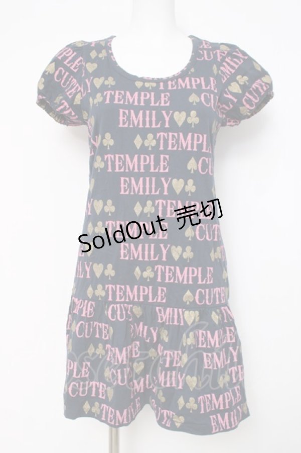 画像1: Emily Temple cute / ロゴ＆トランプカットソーワンピース  紺 Y-26-03-20-128-ET-OP-SZ-ZY (1)