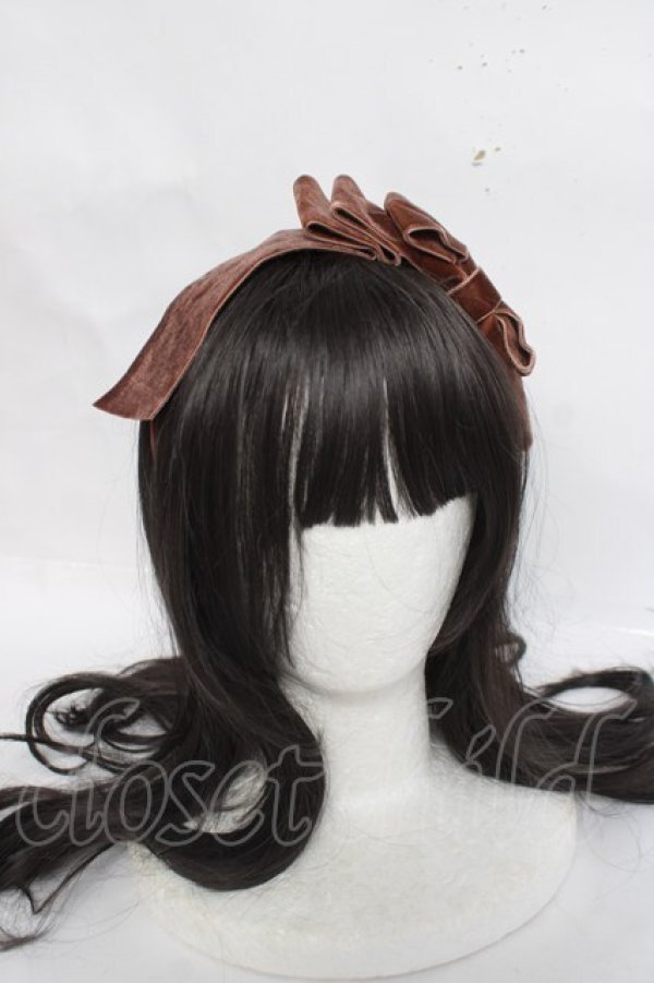 画像2: axes femme kawaii / ベロアリボンカチューシャ  ブラウン Y-26-03-20-013-AX-AC-SZ-ZY (2)