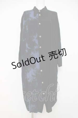 画像: ALGONQUINS / タイダイフロント空きワンピース F 黒×青 Y-26-03-20-133-AL-OP-SZ-ZY