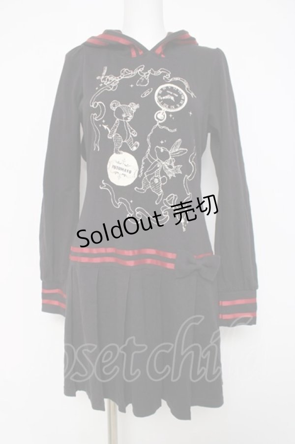 画像1: PUTUMAYO / ラインプリーツうさ耳ワンピ F 黒/赤 Y-26-03-20-137-PT-OP-SZ-ZY (1)