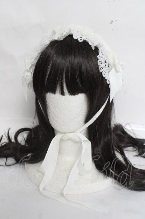 画像2: BABY, THE STARS SHINE BRIGHT / Pearl Fairyファーヘッドドレス  白 Y-26-03-20-014-BA-AC-SZ-ZY (2)