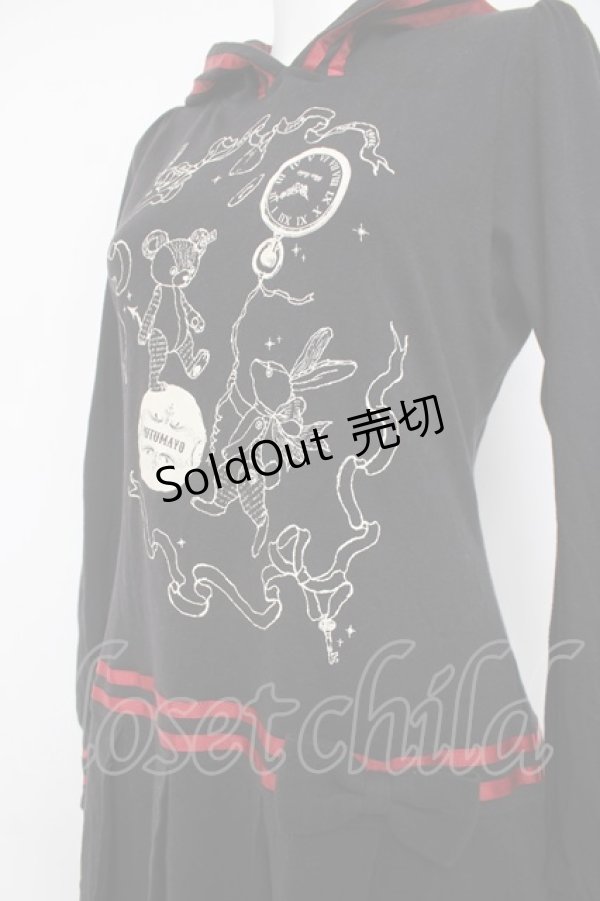 画像3: PUTUMAYO / ラインプリーツうさ耳ワンピ F 黒/赤 Y-26-03-20-137-PT-OP-SZ-ZY (3)