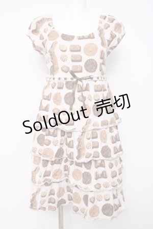 画像: Emily Temple cute / ボンボンショコラプリントティアードワンピース  グレー Y-26-03-20-140-ET-OP-SZ-ZY