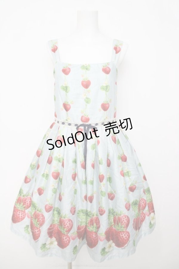 画像1: Emily Temple cute / トリプルStrawberryノースリーブワンピース  サックス Y-26-03-20-150-ET-OP-SZ-ZY (1)