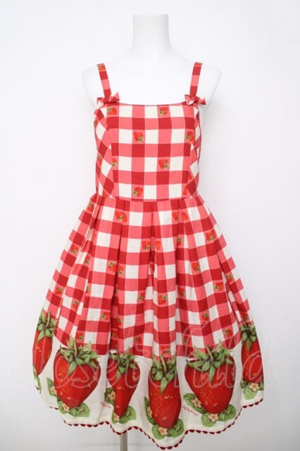 画像1: Emily Temple cute / berryギンガムダブルリボンワンピース  赤 Y-26-03-20-152-ET-OP-SZ-ZY (1)