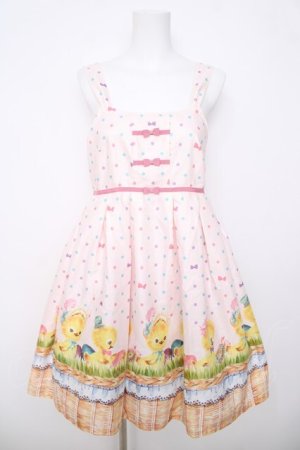 画像: Emily Temple cute / ピヨピヨバスケットトリプルリボンワンピース  ピンク Y-26-03-20-162-ET-OP-SZ-ZY