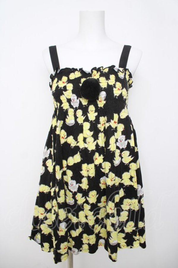 画像1: MILK / chickchatシャーリングワンピース  ブラックベース Y-26-03-20-166-ML-OP-SZ-ZY (1)